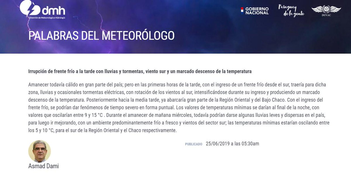 Dirección de Meteorología e Hidrología - DMH tweet media