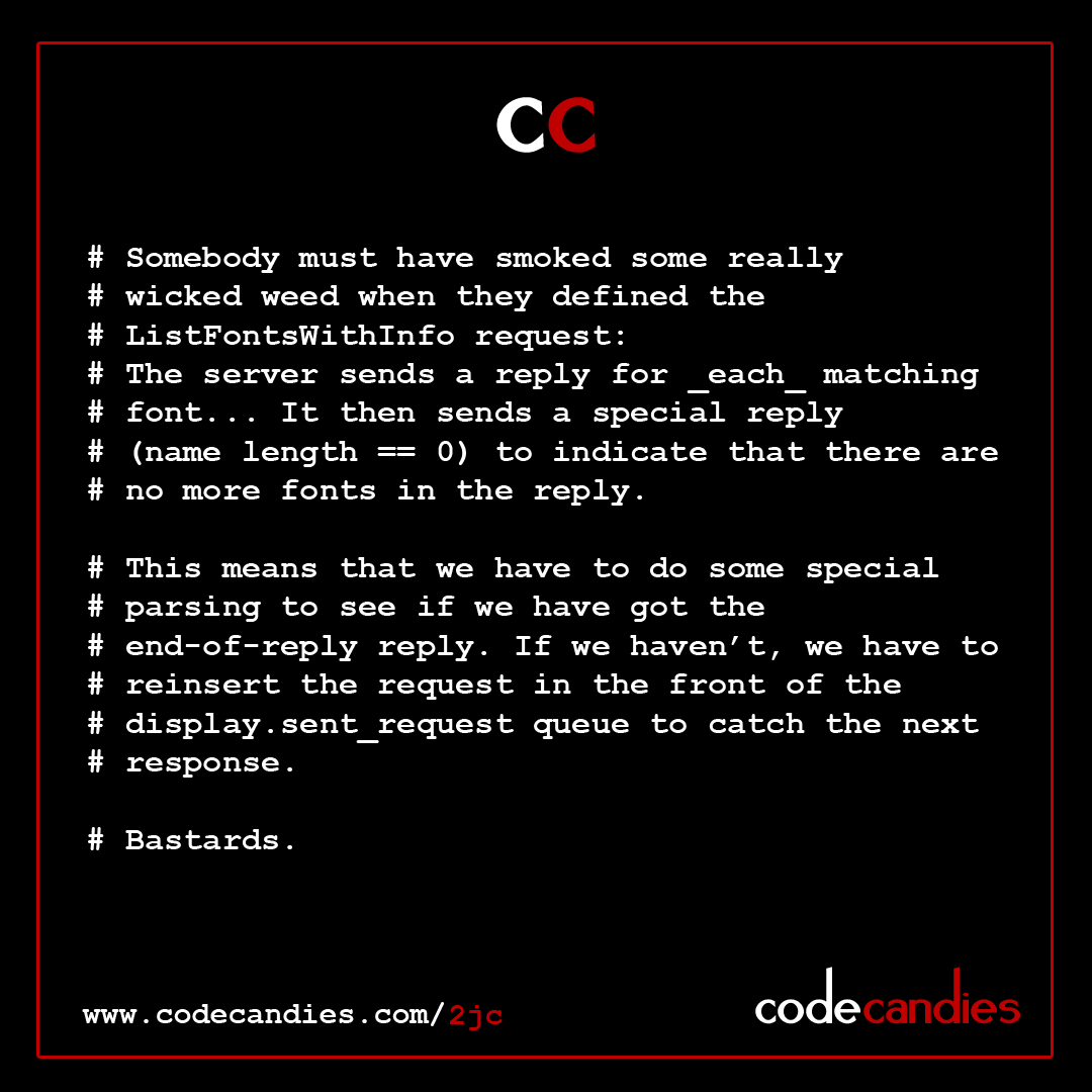 codecandies's tweet photo. Smoked the wrong weed
@goodoldshep I assume the comment is yours?
https://t.co/By3a6UBijq
#drugs #Xlib #weed
#codecandies #webdevlife #sourcecode #coder #developer #coderlife #coding https://t.co/5vRsrMRs1T