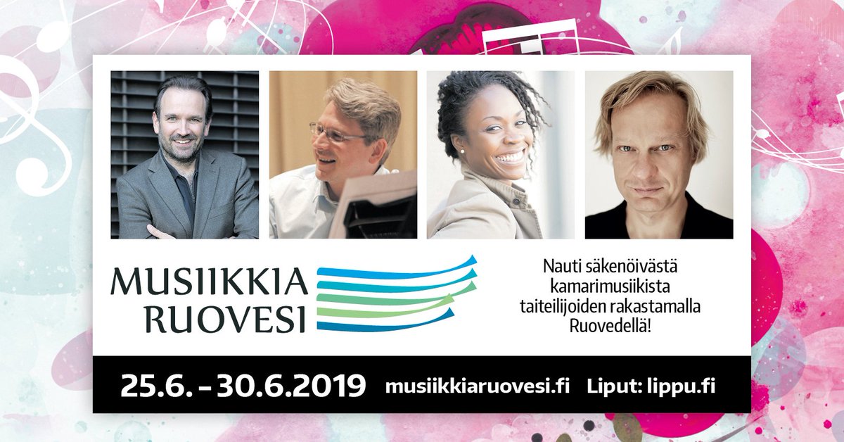 Kamarimusiikkifestivaalimme luonnonkauniilla Ruovedellä alkaa tänään! Mukana ovat klassisen musiikin tähdet, kuten Tommi Hakala, Kristian Attila, Iiro Rantala, Jeanine De Bique, Luigi Pecchia, Philippe Graffin, Otto Antikainen ja Anna Aminoff. 🌟🎻