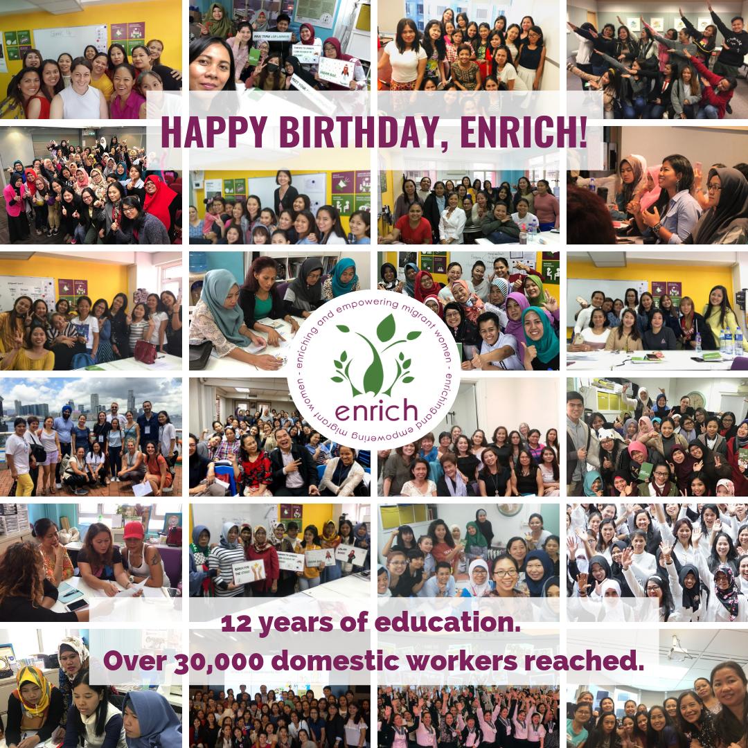 Enrich was founded in 2007 to address urgent needs of #migrant #domesticworkers. Today we are an award-winning #charity providing #financial &amp; #empowerment #education to domestic workers across #HongKong. To our participants &amp; supporters, thank you for enabling Enrich to thrive!