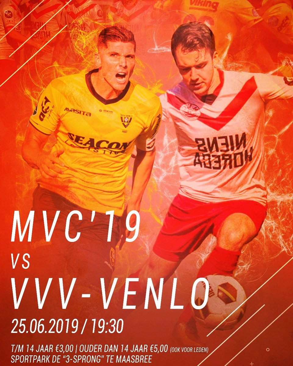MATCHDAY! 

🆚 <a href="/VVVVenlo/">VVV-Venlo</a>
🕢 19:30 uur
🏟 Sportpark de 3-sprong 

🎟 Entree: € 5,- 
🎟 Kinderen t/m 14 jaar: € 3,-

#MVCvvv