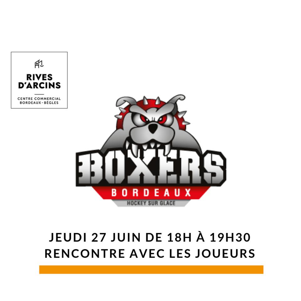 Ce Jeudi 27 Juin de 18h à 19h30, les Boxers vous donnent rendez-vous en toute décontraction dans votre @rivesdarcins pour une rencontre avec <a href="/FouquerelC/">Fouquerel Clement</a>, <a href="/jonjanil/">Jonathan Janil</a>, <a href="/Paque55/">François Paquin</a>, A. Rambelo, <a href="/AlexMulle10/">Alexandre Mulle</a> &amp; <a href="/Gillis4214/">Julien Desrosiers</a> autour d'une glace 🍦 et/ou d'un smoothie 🥤