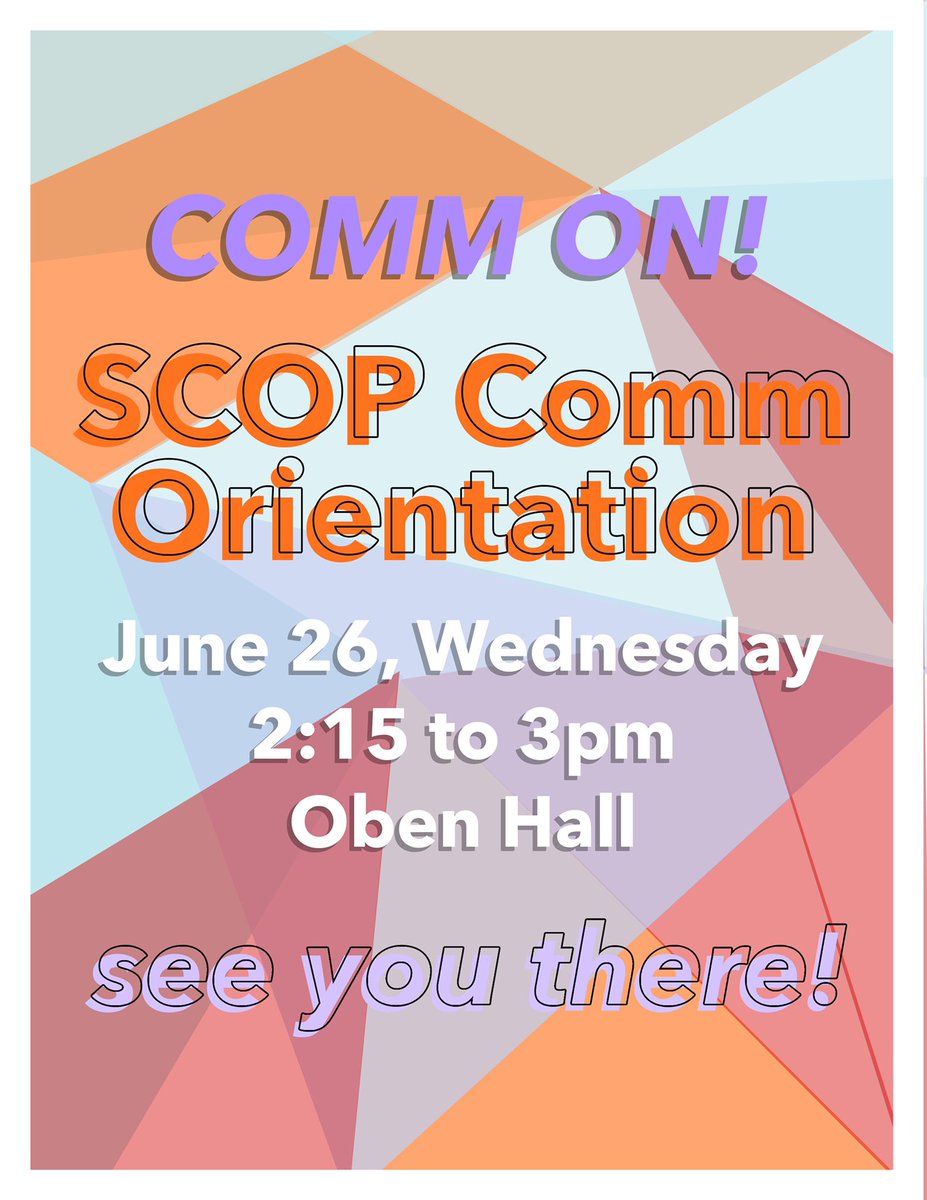 SCOPoveda's tweet photo. COMM ON, let’s go! 💪 It’s time for the SCOP Committee sign ups! See you all tomorrow, June 26, from 2:15-3:00 PM at the Oben Hall 💛 

Poster by: Misha Reyes https://t.co/D8VEfcKMZf