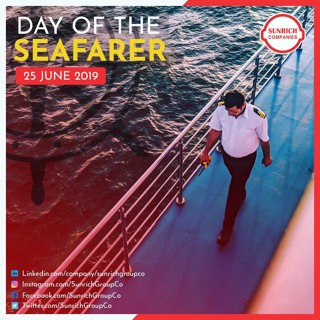 SunrichGroupCo's tweet photo. From Sunrich Companies,
Happy Day of Seafarer to all
#dayofseafarer #seafarers #seafarer #seafarerlife #seafarersday #seafarerday #worlddays #worlddays2k19 #worlddays2019 #internationaldays2k19 #internationaldays2019 #internationaldays #sunrichgroup #sunrichcompanies https://t.co/Bm6FHIWrA5