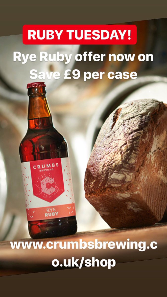 CrumbsBrewing's tweet photo. RUBY TUESDAY! (Well month actually) we always feel our dark and spicy Rye Ruby gets overlooked at this time of year. So to show it some love we’ve knocked £9 off a case at our online shop. Show Ruby some love 💕 🍻
https://t.co/i5JeCoK6xb https://t.co/Ar7bghMuNG