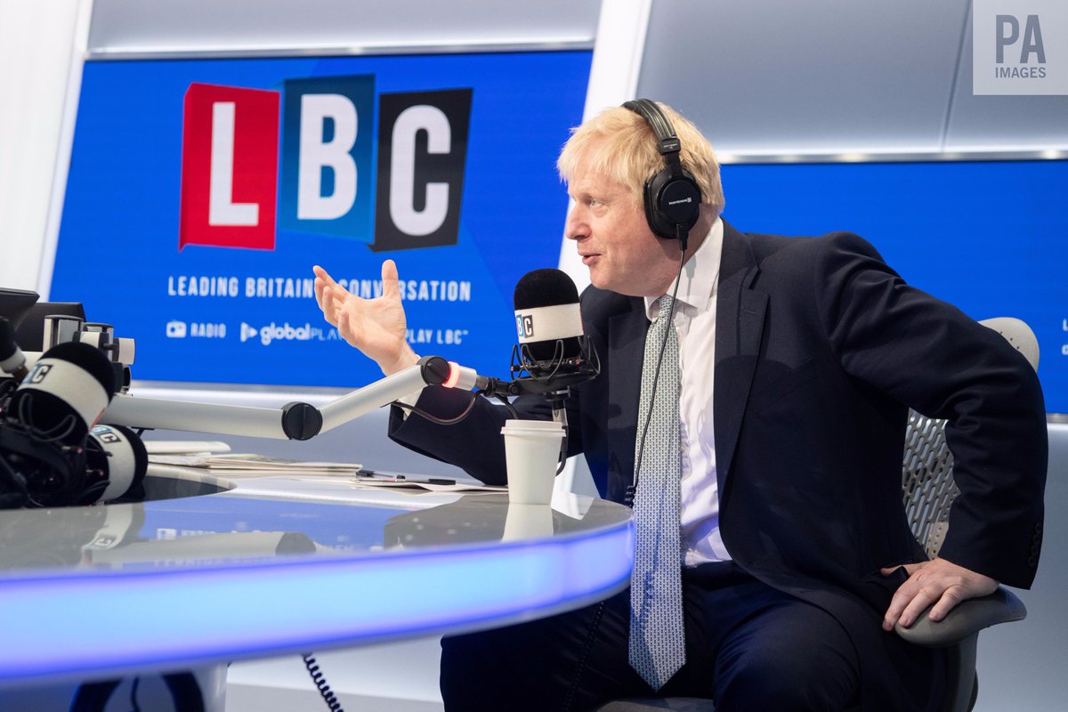 Alamy_Editorial's tweet photo. Boris Johnson pictured during a live phone in with LBC presenter Nick Ferrari, at their studios in central London. 

📷Matt Crossick/Empics Entertainment/PA Images - contact us here: https://t.co/j6mRVjfV5k 

#BorisJohnson #ToryLeadershipContest https://t.co/svVAWXaSne