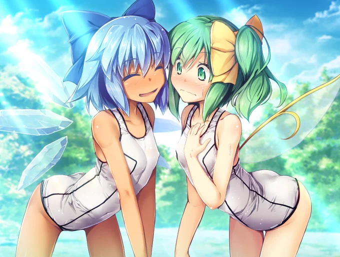 先日投稿した大チルの白スク&日焼け差分
#チルノ #大妖精 