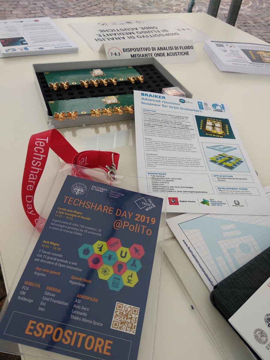 neurosens_NEST's tweet photo. Here we are at the @ItalianTechWeek presenting #BRAIKER the lab-on-a-chip that finds #biomarkers for traumatic brain injuries in blood. Come visit us!
.
.
#ITW2019 #ITW #techinvasion @StampaCnr @scuolanormale @JOINTTO_IT #traumaticbraininjuries #TBI #IEEE #nanotechnology https://t.co/Cvf4NHQRBs