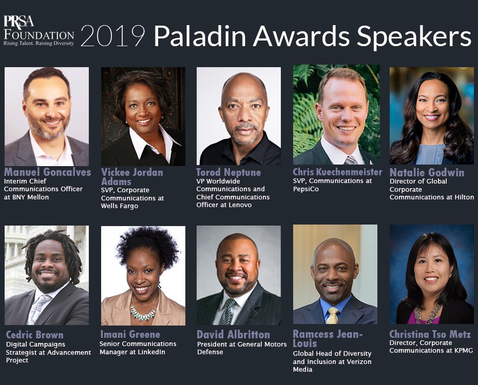 PRSAFoundation's tweet photo. At tonight's #PaladinAwards, you can learn about the hard work and #dedication it takes to promote #inclusion and #diversity in the #Comms industry. We canโt wait for you to hear more. Join us! https://t.co/GtjqVOf1Ny https://t.co/oGfzFPHYN2