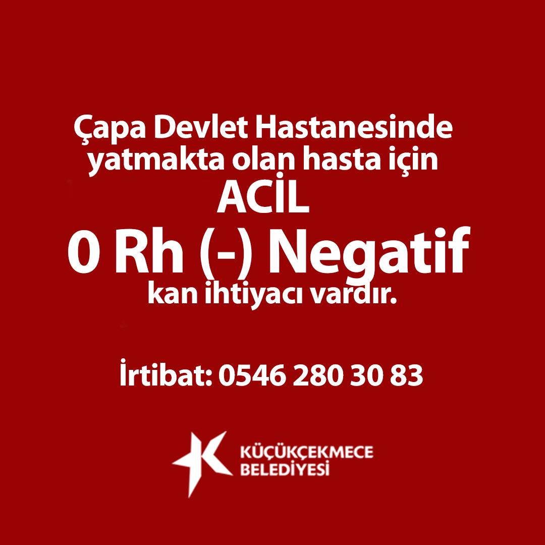 📣 Acil bir hasta için 0 RH (-) kana ihtiyaç bulunmaktadır!
Kan vermek isteyenler ilgili iletişim adresiyle görüşüp iletişime geçebilirler.
Kan verilecek yer; Çapa Devlet Hastahanesi
Mahmut Aykut
İletişim: 0546 280 3083