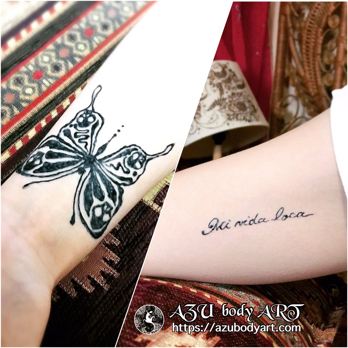 Azu Body Art ジャグアタトゥー大阪 ヘナタトゥー大阪 瞳デザインにちょっとメヘンディ的デザインを混ぜて 蝶の羽がドクロ お持ち込みデザインのアレンジ ジャグアタトゥー大阪 Jagua Jaguatattoo Mehndi Henna Hennatattoo Hennabodyart