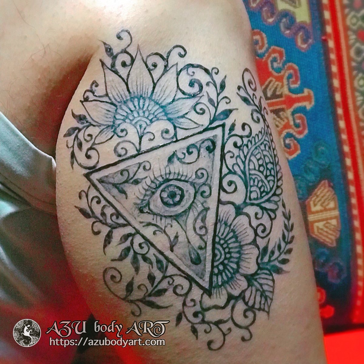 Azu Body Art ジャグアタトゥー大阪 ヘナタトゥー大阪 瞳デザインにちょっとメヘンディ的デザインを混ぜて 蝶の羽がドクロ お持ち込みデザインのアレンジ ジャグアタトゥー大阪 Jagua Jaguatattoo Mehndi Henna Hennatattoo Hennabodyart