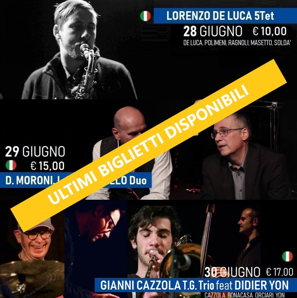 o_livefest's tweet photo. 👉 O LIVE JAZZ FEST - ACQUISTA I BIGLIETTI 👈
..
🔴 VENERDì 28 GIUGNO
LORENZO DE LUCA 5Tet
🔴 SABATO 29 GIUGNO
DADO MORONI, LUIGI TESSAROLLO Duo
🔴 DOMENICA 30 GIUGNO
GIANNI CAZZOLA 3 Generation 4Tet

ULTIMI BIGLIETTI
..
#olivejazzfest #cortetorcolo 
 https://t.co/41kwBHBJ8d https://t.co/p3VVgXOzZy