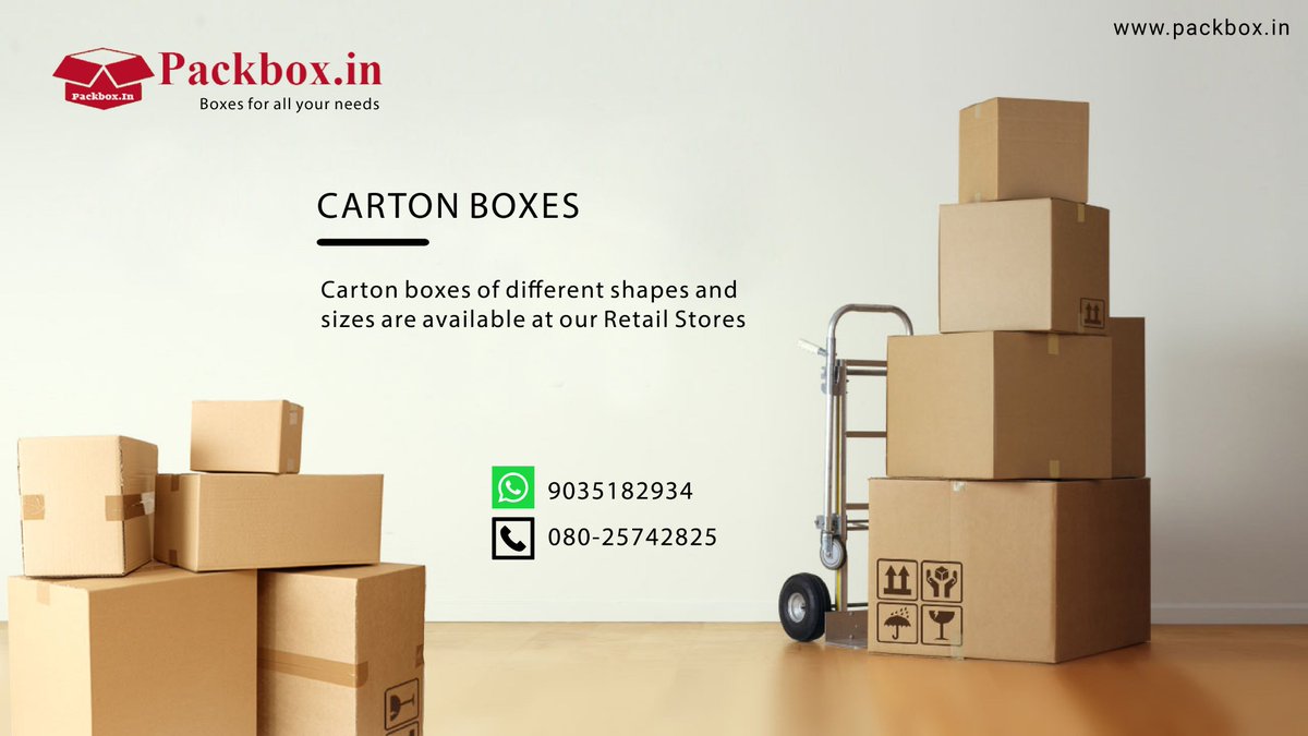 PackboxinBlr's tweet image. Carton Boxes of different shapes and sizes are available at our retail stores #cartonbox #exportbox #corrugatedbox #cardboardbox  #packingsuplies #packagingsupplies 

For orders call 9035182934/080-25742825 or visit us at packbox.in