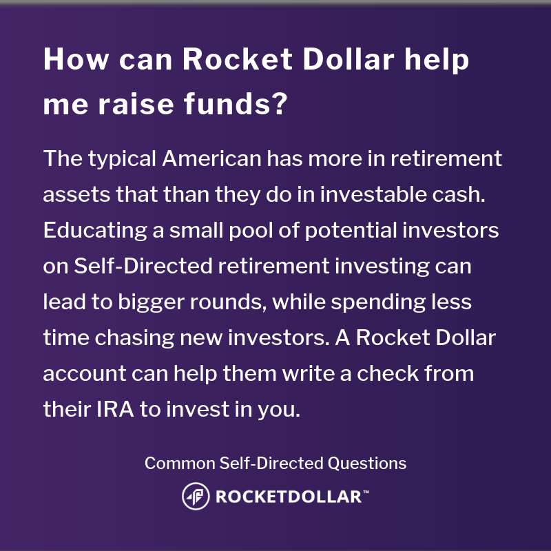 rocketdollar's tweet photo. Cash is king...until your investors don't have any more cash.
The typical American has more in retirement assets that than they do in investable cash. Enhance your round through Rocket Dollar and visit https://t.co/3wI7H27Fob https://t.co/LFSwQ12AfI