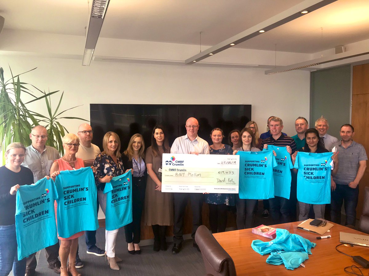 natwex's tweet photo. @BNYMellon  Ireland site leads &amp; staff representing Cork, Dublin &amp; Wexford present cheque of €19,433 to @CMRF_Crumlin for BNY Mellon Day on the Greenway fundraising event organised by #HEART. Congrats to all who made this happen #bebnymellon #csr #teamwork #savethedate140919 https://t.co/eLPRapISEp