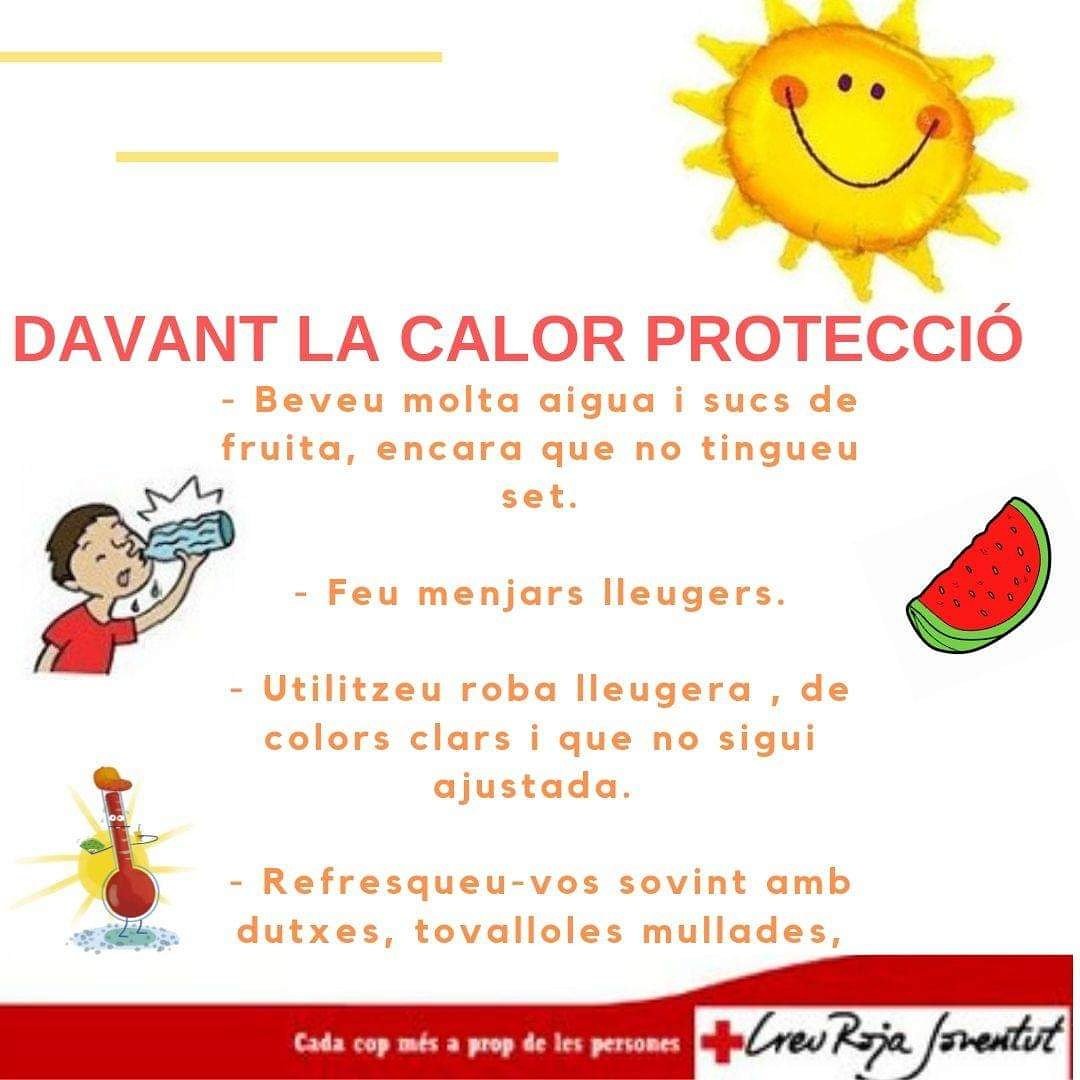 Sabeu que cal fer en cas d'onada de #calor? Us deixem unes recomanacions. #onadacalor #estiu #sensibilització