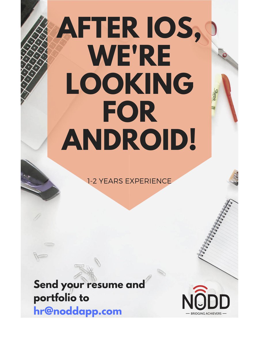 Nodd_App's tweet photo. Thank you people of Nodd for helping us close our iOS developer so soon! The response was overwhelming

Now we come again to rally you all up for our Android Developer. Join the forces once again!

Send in your references or resumes to hr@noddapp.com

#hr #hiring #nodd #android https://t.co/5CgarO34Ol