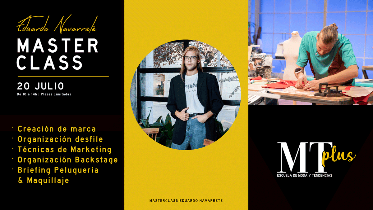 mtplusmoda's tweet photo. 📣 ¡MASTERCLASS DE Eduardo Navarrete! 📣 (@Navarrete_Shop)
 
📌 Sábado 20 de julio de 10-14h en #MTPlus el diseñador Eduardo Navarrete impartiendo una Masterclass donde enseñará cómo crear una marca, organizar tu propio desfile...

☎️ 699 477 411 o 934 519 661 📩info@mtplus.es https://t.co/MdKNOngsPH
