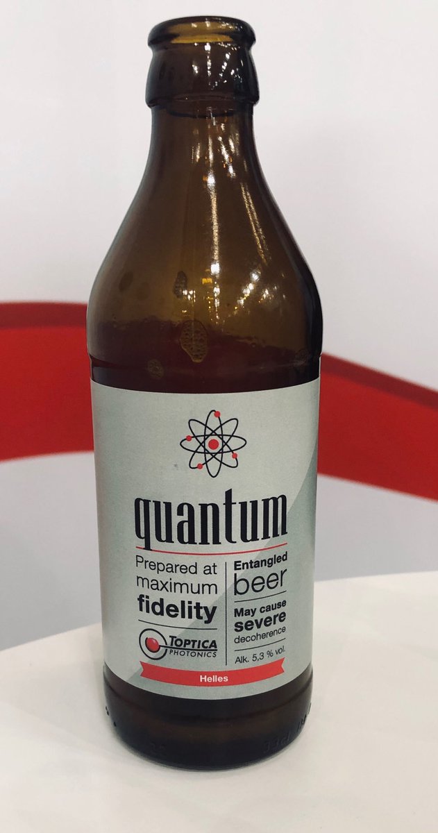 sciencefreak_'s tweet photo. #TOPTICA #party @PHOTONICSWORLD with #Quantum #beer superposition of full and empty! #cleoeurope #optics #photonics #lasers #research #networking #business #technologies https://t.co/vKeJuIPxLZ