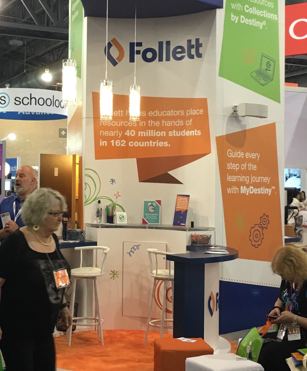 I spy something pink and turquoise at #ISTE19! Thanks @FollettLearning for being a #Unicorn. If you're at @iste on the exhibit floor, look for the sign to know you found a vendor who prioritizes #interoperability. #edtech #projunicorn