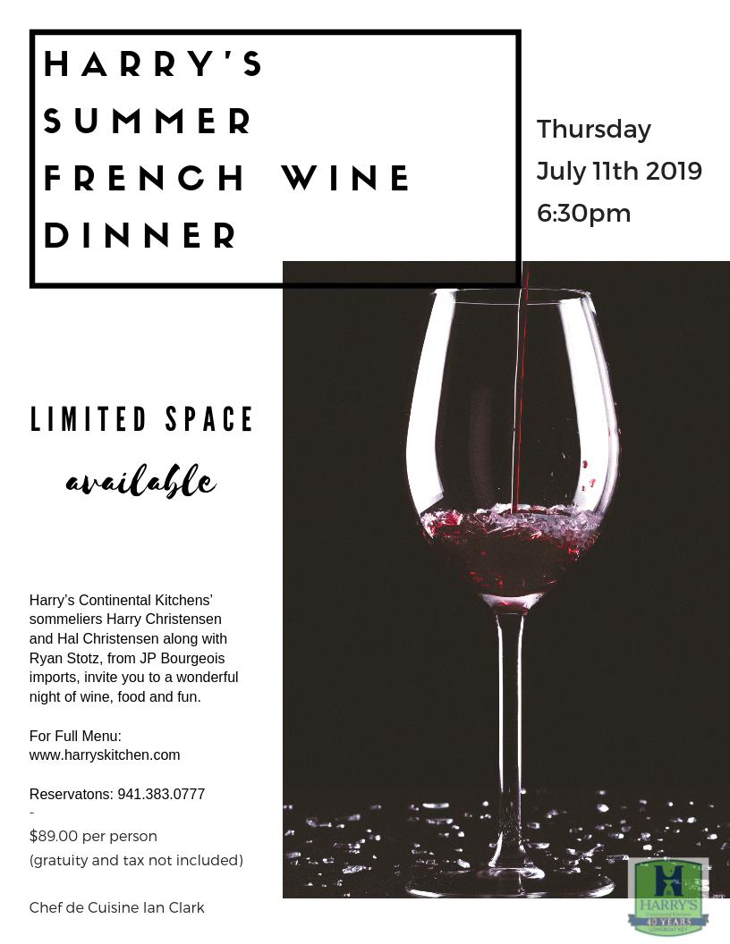 Harryskitchen's tweet photo. Limited Space available! Make your reservations now! 941-383-0777! Full menu at: https://t.co/QcAXB6isT5 
#winedinner #frenchwine #harrys #lbk https://t.co/lt60PMtKnd