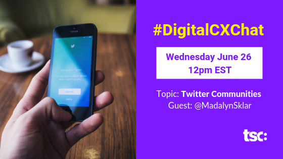 MadalynSklar's tweet photo. Guess what?? I'll be the guest on tomorrow's #DigitalCXChat talking about Twitter Communities. It starts at 12pm ET and is presented by my friends at @TSCAmericas. I hope to see you there! https://t.co/wMtXLd3e86