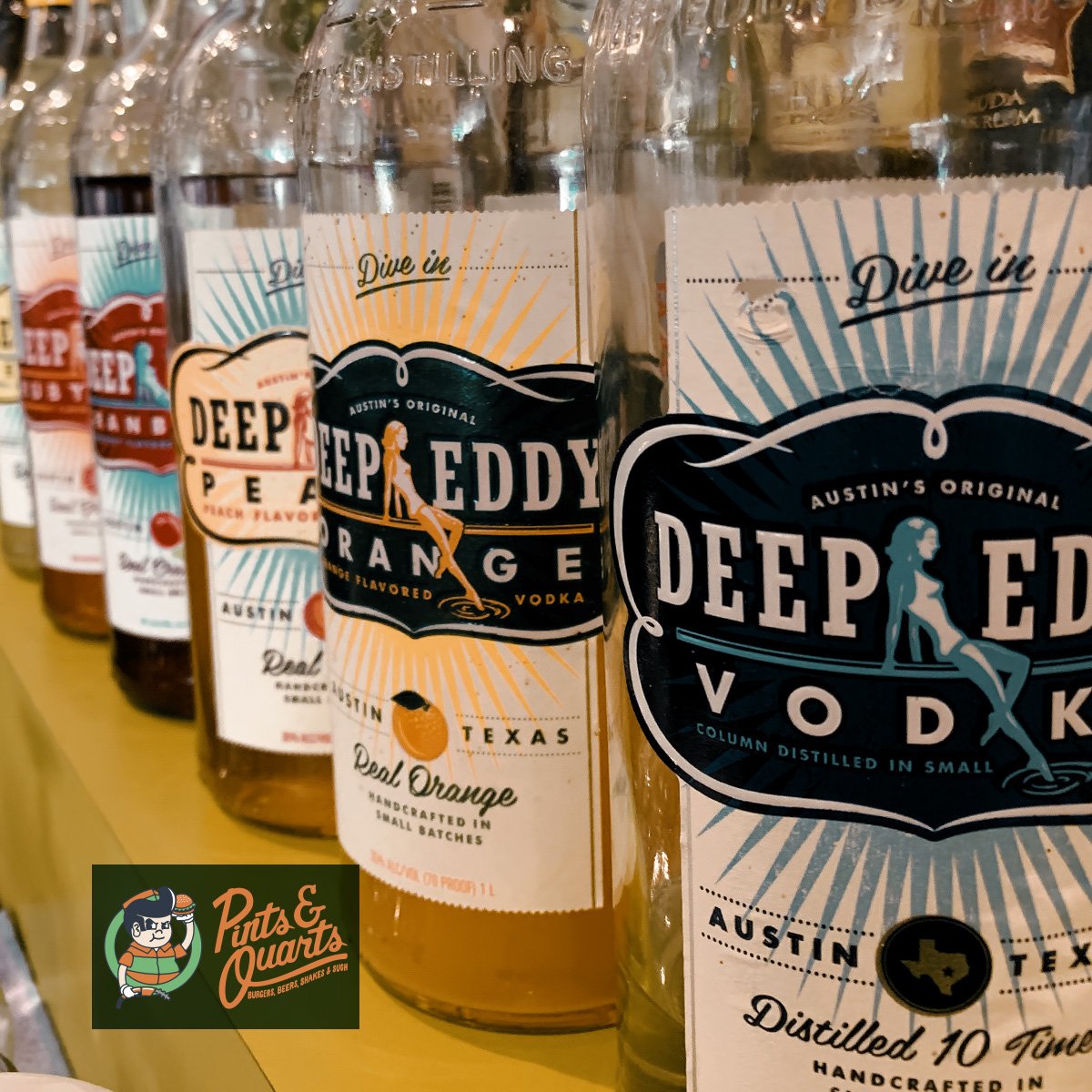 Pints and Quarts announcing $5.50 Deep Eddy Vodka drinks ALL DAY today!

#HappyHour #DallasHappyHour