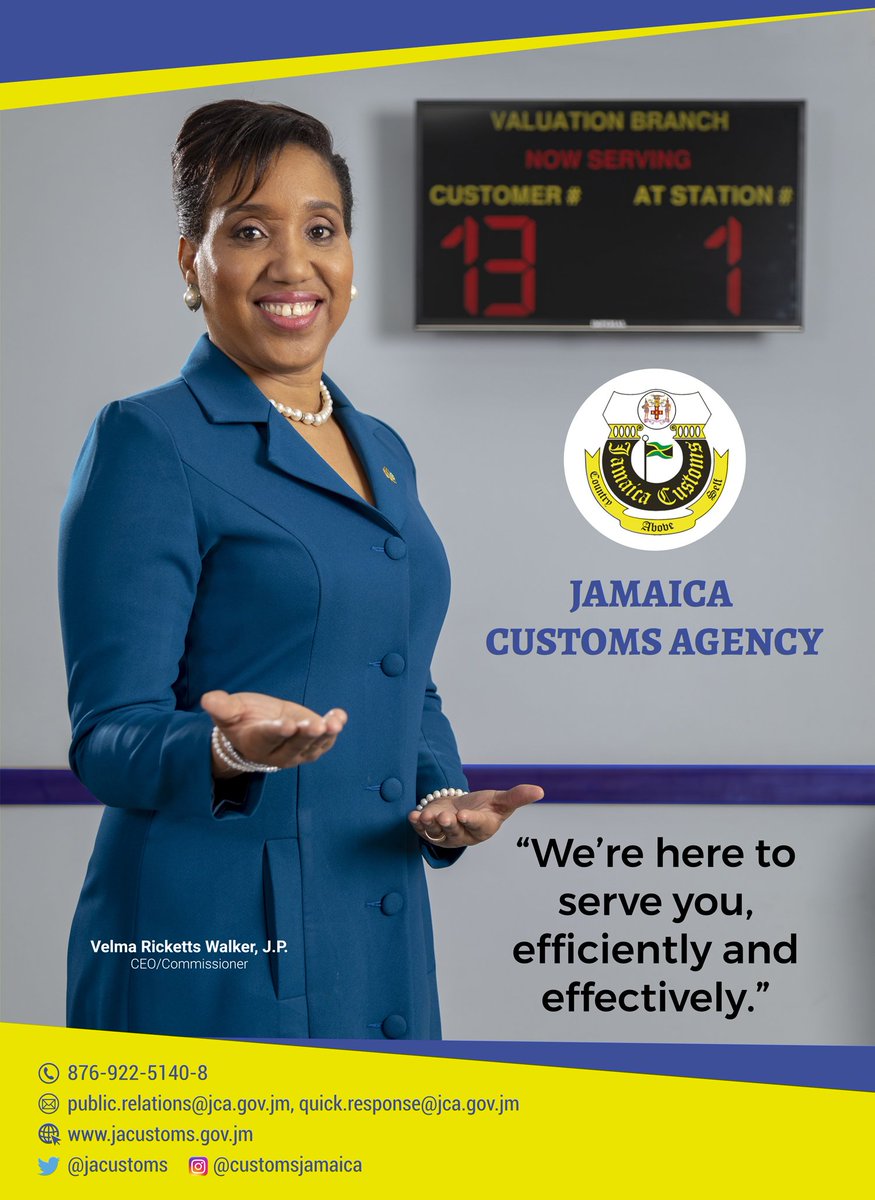 jamaicacustoms's tweet photo. "We're here for YOU...we value YOUR feedback."
#TeamCustoms
#AtYourService #MakingGreatStridesTogether #CountryAboveSelf https://t.co/UaV8n603Wn