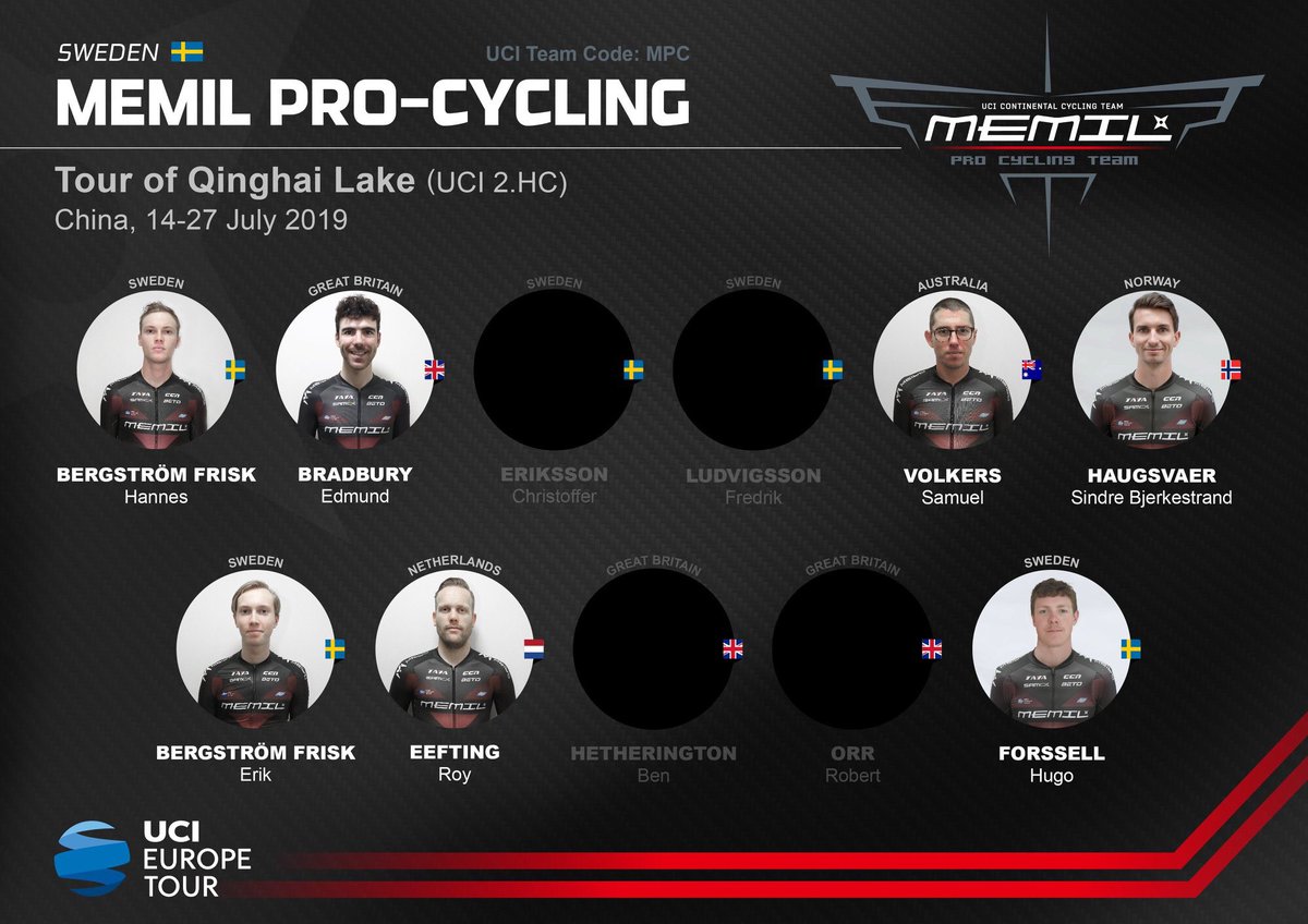 UCI 2.HC Tour of Qinghai Lake will held on 14july . We have a 7 man squad taking on the 13 days race . Which you can catch live on Europe Sport live. Best wish 🥇🥈🥉

#MPC🇸🇪