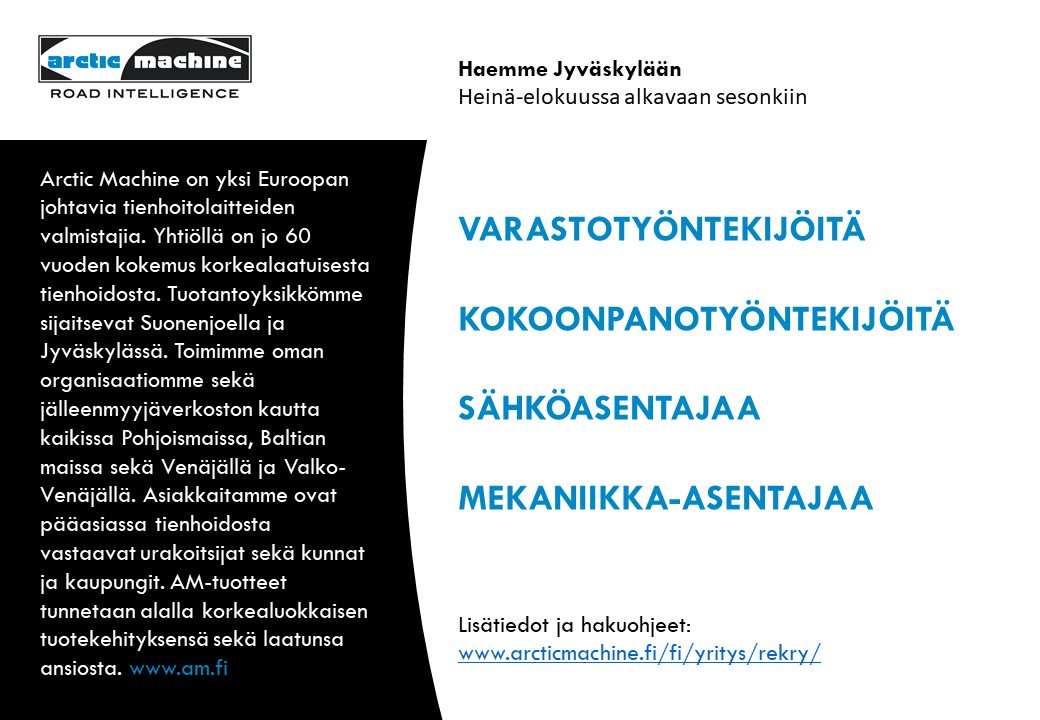 ArcticMachine's tweet photo. Edelleen muutamaa huippua tyyppiä etsitään meille sesonkiin työkaveriksi! Saa jakaa! Lisätiedot ja rekryn eteneminen selviää meidän verkkosivuilta: https://t.co/FQjmiGe8mt
#rekry #jyväskylä https://t.co/Hlp7gKghAu