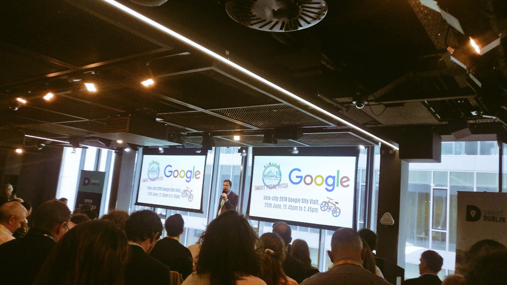 beachhutpr's tweet photo. Jamie Cudden of @smartdublin introducing the lunch time proceedings in The Forge, Google. 

Here, we're getting the first glimpse of the #SmartPedalPitch finalists who will take to the stage a little later at #VeloCity2019 and pitch in front of Jump Bikes founder @ryanrz https://t.co/NNt3h5fz0l