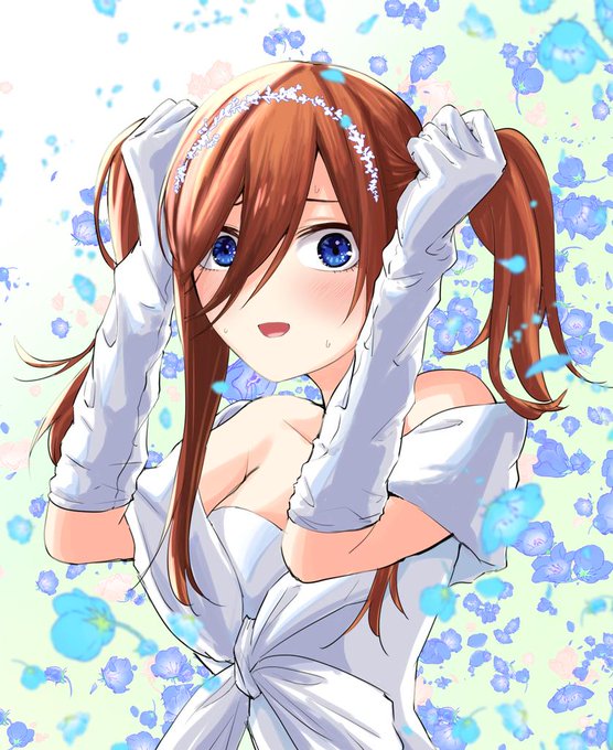 シマさんがTwitterに投稿した中野三玖(五等分の花嫁)のイラスト。