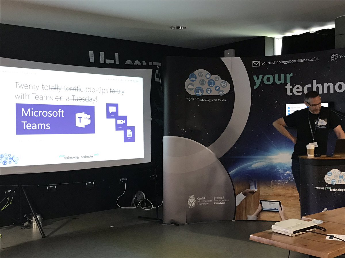 cmet_yourtech's tweet photo. Ebe Putz begins his epic title of a presentation. In short, Tips for using MS Teams. @cmet_yourtech #microsoftteams #msteams #yourtech https://t.co/4S2nbguojw