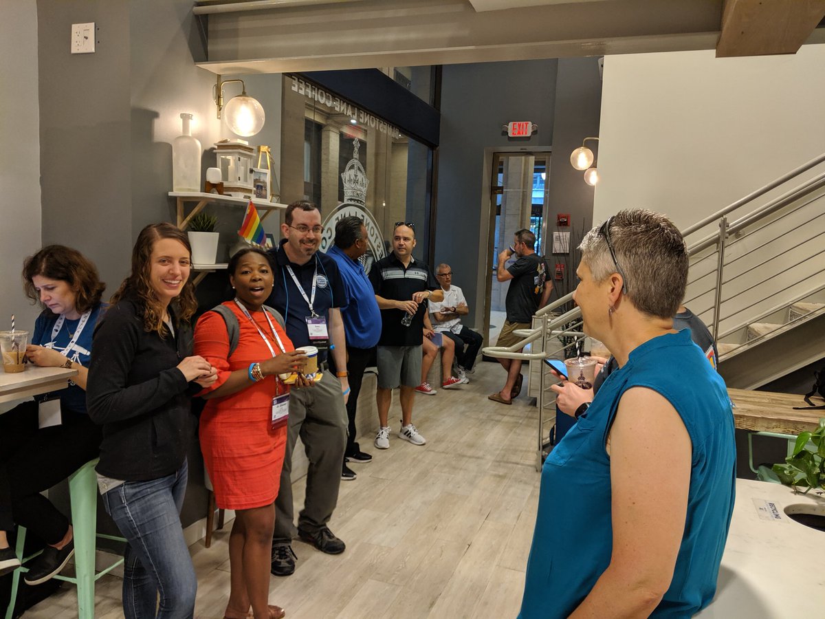 MsJWhiting's tweet photo. #FBCAL authors sharing coffee and love at #ISTE19 THANKS @MsVenturino @FBCALbook https://t.co/jhJN6c7D1j