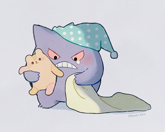 pokemon (creature) no humans holding hat stuffed toy blanket tears  illustration images