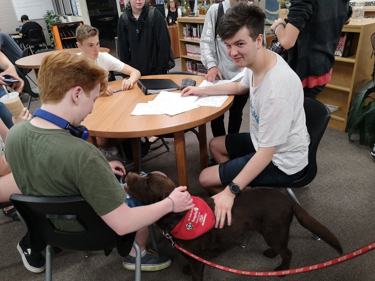 BCentralLibrary's tweet photo. The last day of exams means the last day of #BarkBreak at @BCentralSchool! Lots of kisses and cuddles for everyone. @JanetJJardine @SJAOntario https://t.co/8XdVP3uFd0