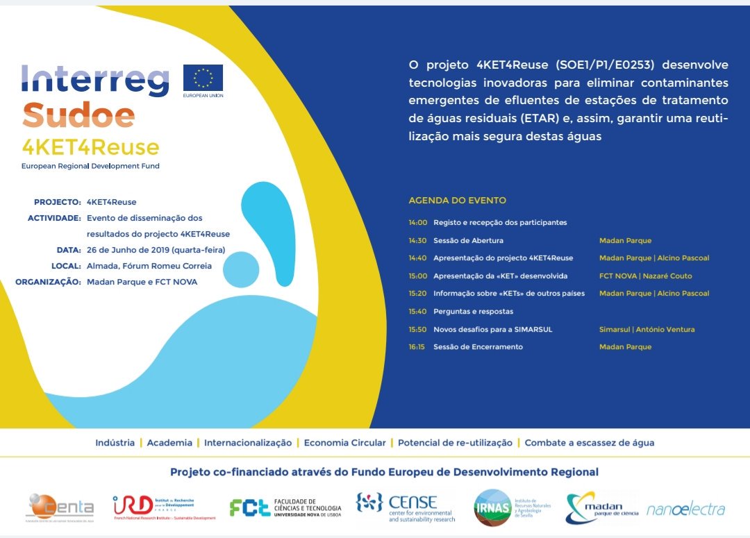 4KET4Reuse's tweet photo. Tomorrow we got a date!! @4KET4Reuse regional workshop in  Almada (Portugal)! Join us and know about our project! #kets #innovation #water #reuse #EmergingTech @Sudoe5 @CENSE_FCT_UNL @MadanParque https://t.co/gjKSMB0sN3