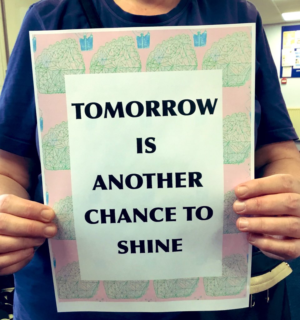 ToriaK_75's tweet photo. The plan to change group have made posters for a public art display for #LincolnGreen They used their own repeating patterns as backdrops for slogans they thought would inspire the local #community #betterspaces #art @Touchstone_Spt @leeds_east  @EastStreetArts https://t.co/lMLNthskyO