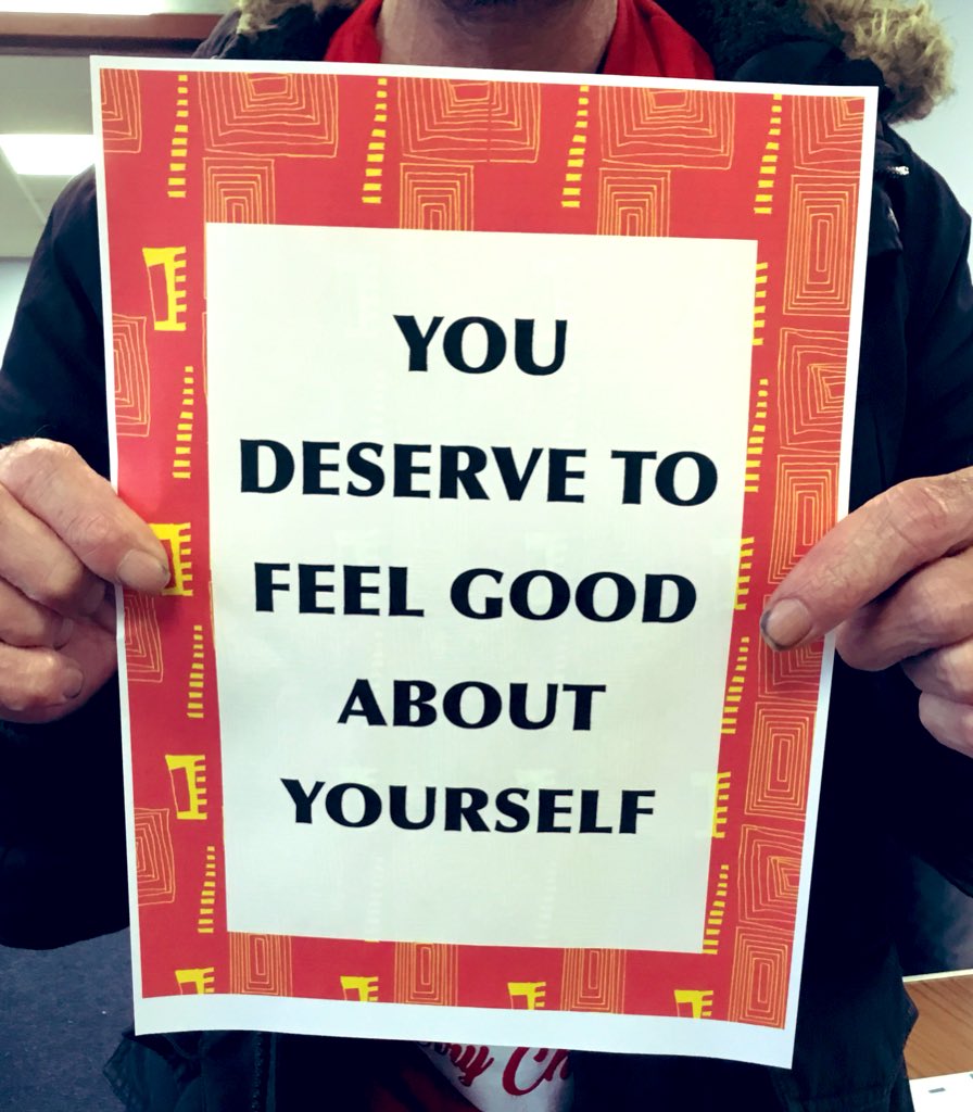 ToriaK_75's tweet photo. The plan to change group have made posters for a public art display for #LincolnGreen They used their own repeating patterns as backdrops for slogans they thought would inspire the local #community #betterspaces #art @Touchstone_Spt @leeds_east  @EastStreetArts https://t.co/lMLNthskyO