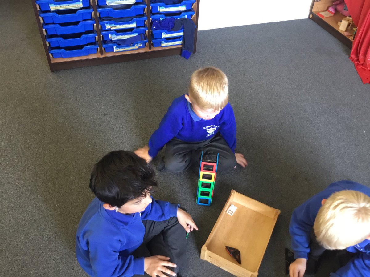 Reception have been working hard in maths today and have been looking at 3D shapes. Today's challenge was to build a 3D tower and talk about the different shapes. #maths #reachingfullpotential #EYFS