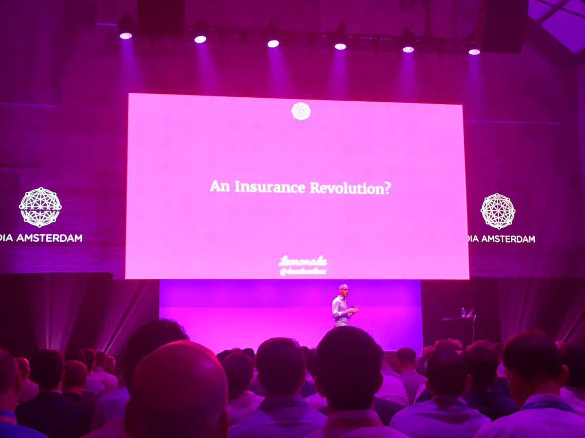 lcordin's tweet photo. #Lemonade has arrived in Europe! 
Live from #DIA Amsterdam 2019, Lemonade’s CEO Daniel Schreiber is sharing his vision about the future of #insurance sector. #DIAAMS #InsurTech #Innovation https://t.co/d2flcKF7nK