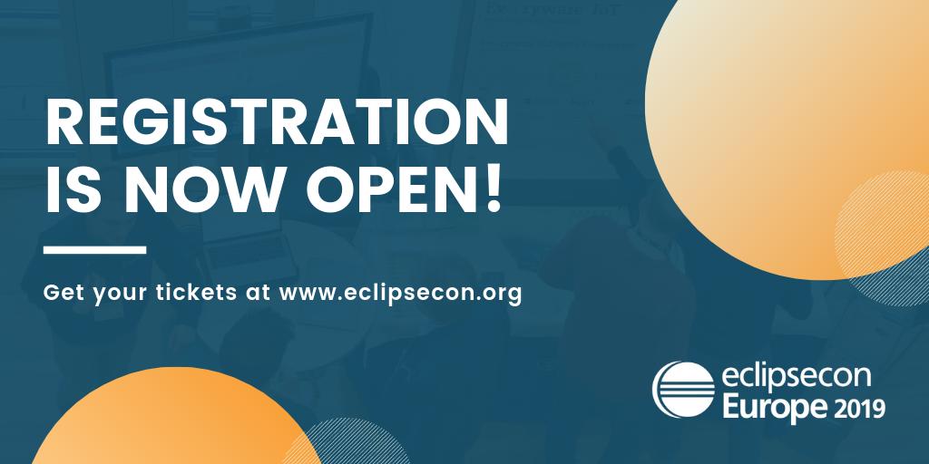 ocfortooling's tweet image. 🚨Registration is now open! 
Attend this year’s #EclipseConEurope event &amp;amp; explore the latest Eclipse-related projects, collaborate with like-minded people &amp;amp; share your experiences with the community. Head over to bit.ly/2LfUwjP &amp;amp; get your tickets today!