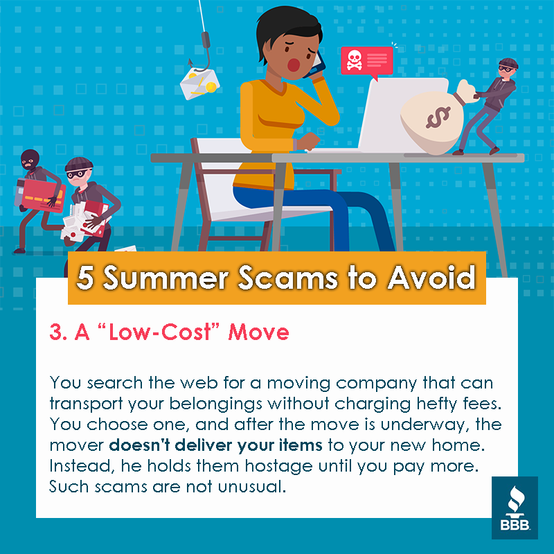 tristatebbb's tweet photo. This βlow-costβ move could end up costing you a lot of money! #SummerScams #BBB #StaySafe #CallBBB https://t.co/YcWOXFdR98