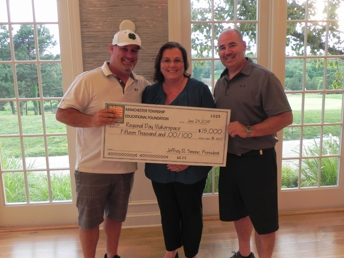 Last night we presented $15,000 grants to Manchester Township High School and Regional Day School to complete our goal of equipping all of Manchester's schools with STEAM labs.Thanks to our golf outing supporters, we have donated over $90,000 for these labs!