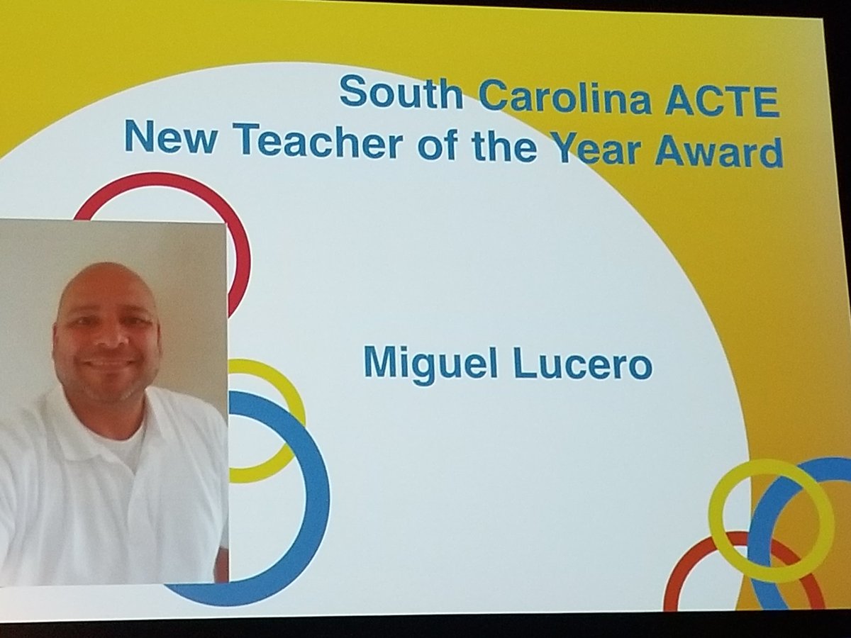 Heidi_Guerry's tweet photo. Congratulations Miguel Lucero, EMS Instructor at Cane Bay High on the SCACTE New Teacher of the Year! We are so proud of you!! @bcsdschools https://t.co/EeuTyUKFzD