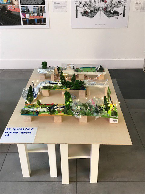 DesignEducate's tweet photo. Fabulous @HammHighline models for @HammersmithBID by our lovely primary schools @StStephensLBHF @wlfsprimary St Peters Primary W6 @StPauls_primary 
thanks @WestLondonLink @burohappold Exhibition now @kings_mall_ldn https://t.co/uEMAcyJbOA