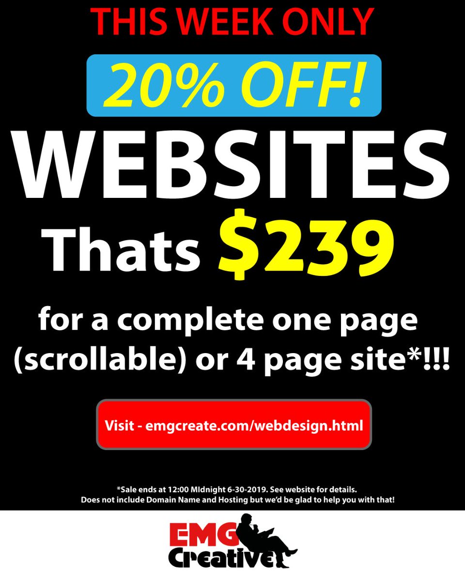EmgCreative's tweet image. Ridiculous offer for #website deal, only through the end of the week! emgcreate.com/webdesign.html