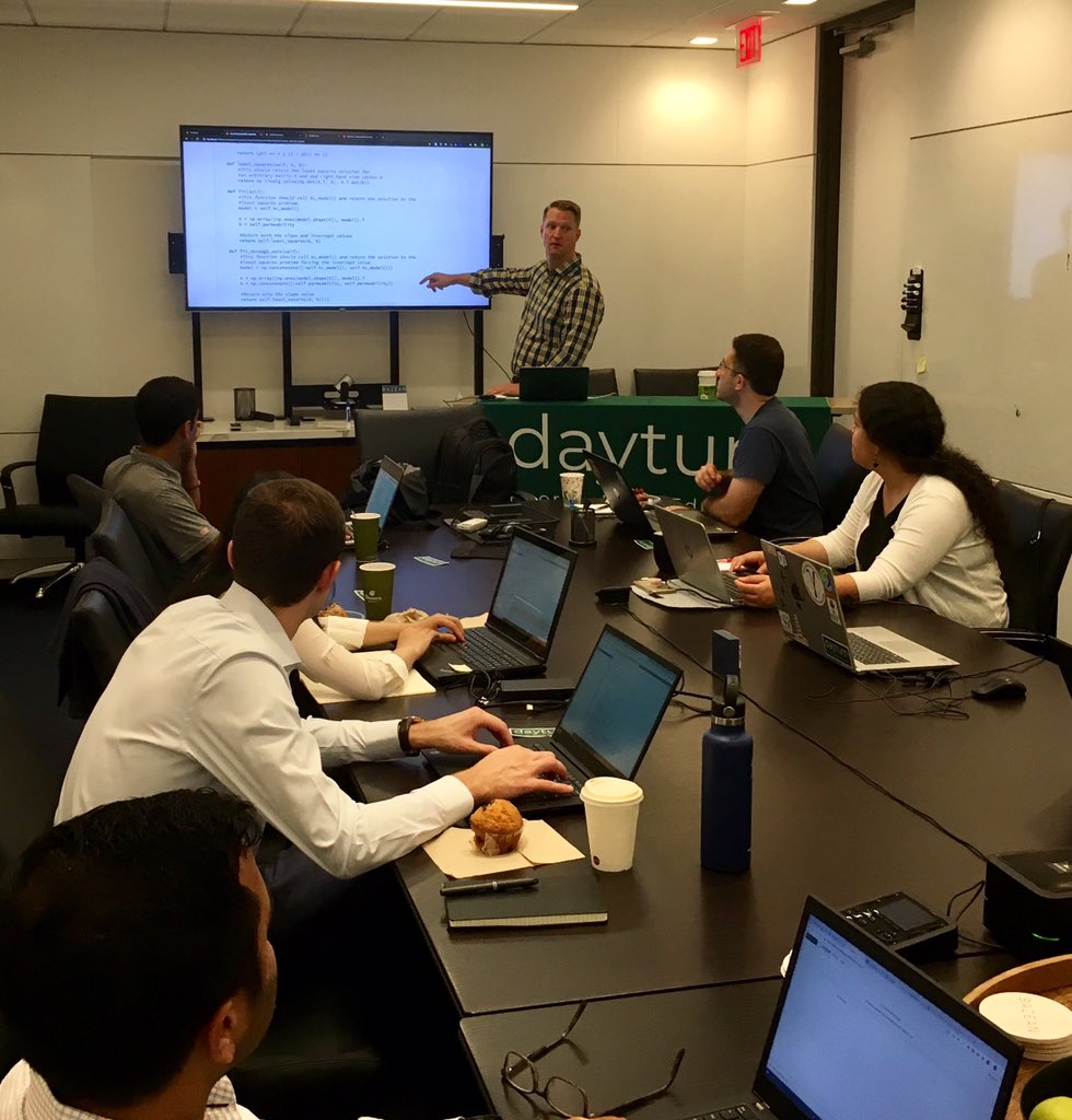 This week I’m teaching the beta run of the @daytum_edu #DataScience #bootcamp with <a href="/johntfoster/">John Foster</a>. #Python #DataAnalytics #MachineLearning  Next class in Houston the week of July 22nd. Learn more at daytum.org.
