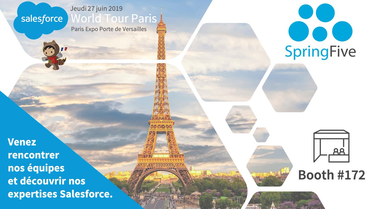 SpringFive__c's tweet photo. Retrouvons-nous jeudi sur le booth #172 pour parler Sales, Service, Pardot, CPQ, Field Services, Analytics et bien plus encore!
#SalesforceTour #Paris #Salesforce #DeliveryExcellence https://t.co/J3x7x24V2w